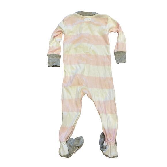 Burt's Bees Baby Pink & White Rugby Stripe Organic Cotton‎ Zip Sleeper - Blossom - Picture 7 of 7